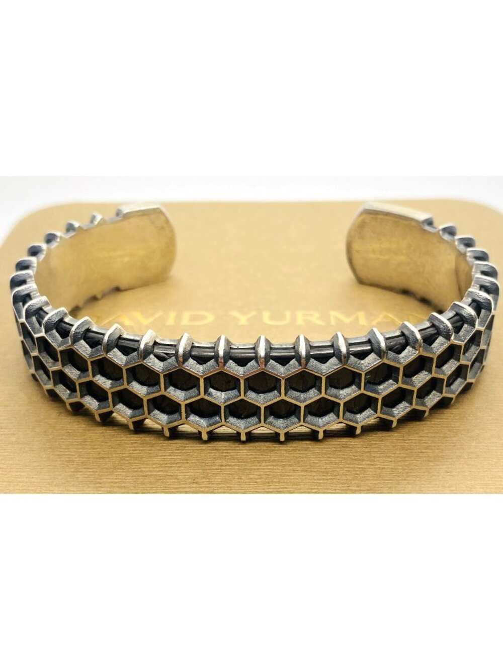 David Yurman Honeycomb Forged Carbon Sterling Silver 925 Cuff Bracelet